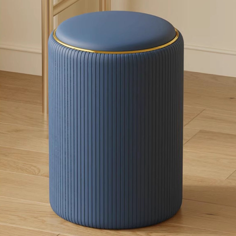 Moderner minimalistischer zylindrischer Stauraum-Schminkhocker aus Massivholz und PU-Leder, ohne Rückenlehne und Armlehnen, für das Schlafzimmer 