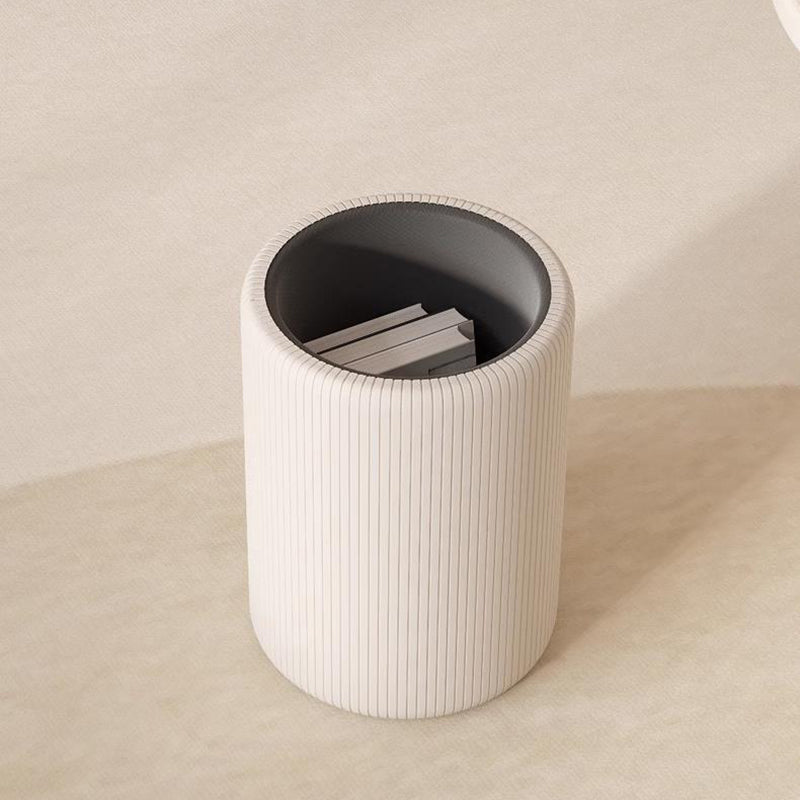 Moderner minimalistischer zylindrischer Stauraum-Schminkhocker aus Massivholz und PU-Leder, ohne Rückenlehne und Armlehnen, für das Schlafzimmer 
