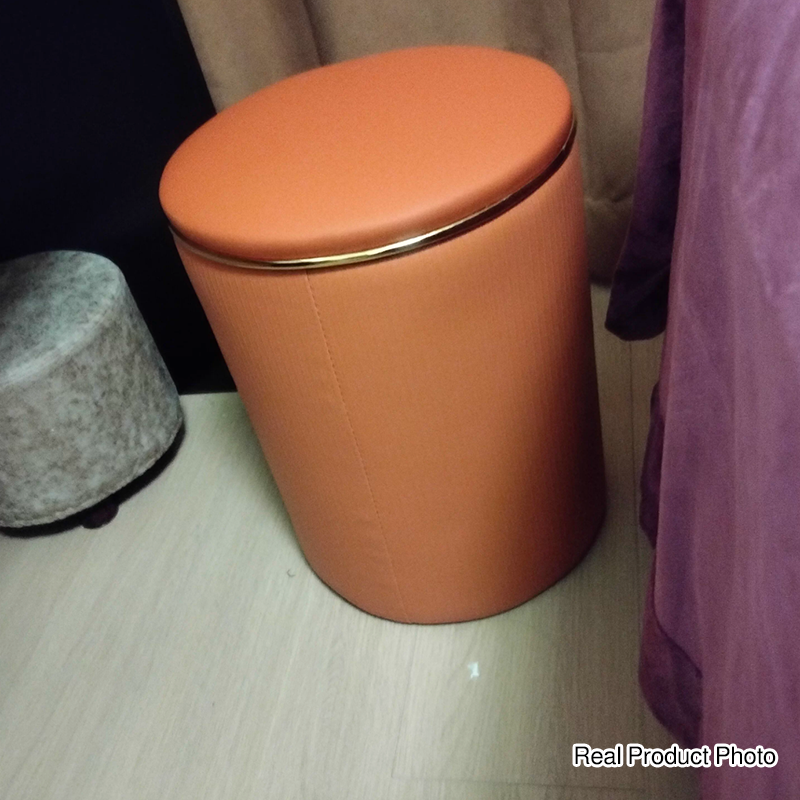 Moderner minimalistischer zylindrischer Stauraum-Schminkhocker aus Massivholz und PU-Leder, ohne Rückenlehne und Armlehnen, für das Schlafzimmer 