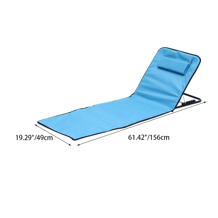 Chaise de plage pliante d'extérieur avec dossier inclinable, cadre tubulaire en acier, tissu Oxford, ABS, style minimaliste moderne, rectangulaire, pour extérieur 