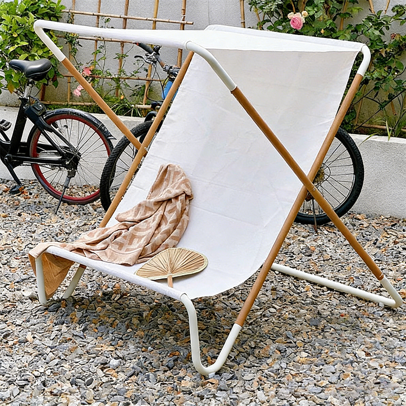 Modern Minimalist Rectangular Curved Sunbrella Fabric Textilene Fabric Jacquard Alloy Steel Waterproof Folding Recliner Backrest For Outdoor