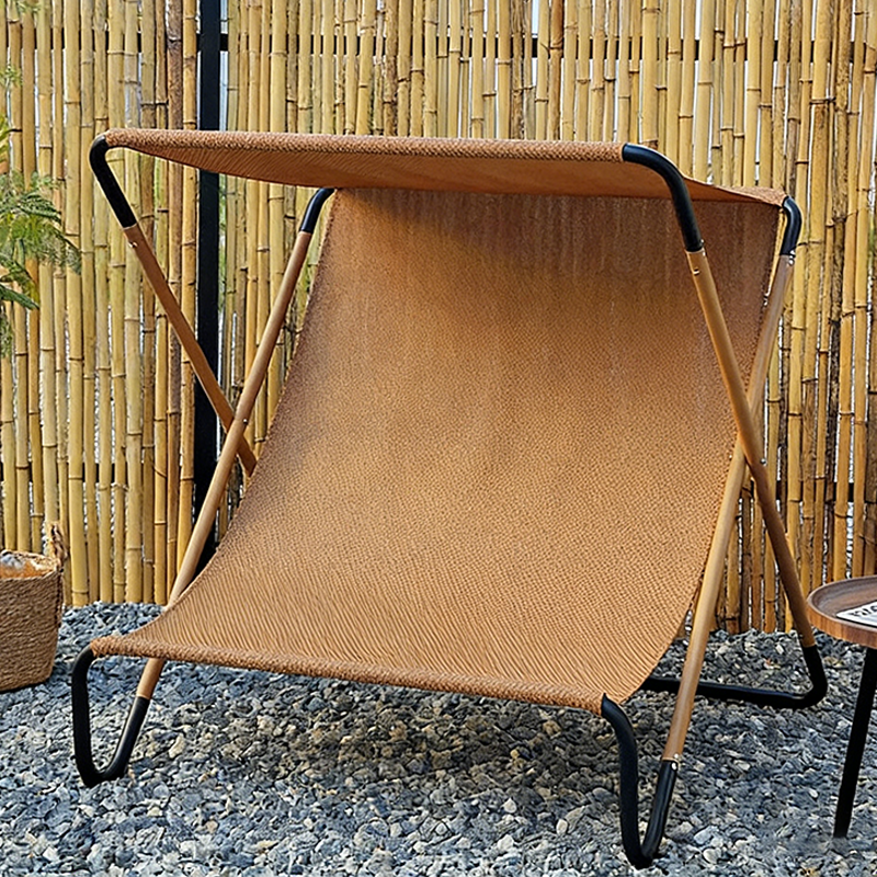 Modern Minimalist Rectangular Curved Sunbrella Fabric Textilene Fabric Jacquard Alloy Steel Waterproof Folding Recliner Backrest For Outdoor