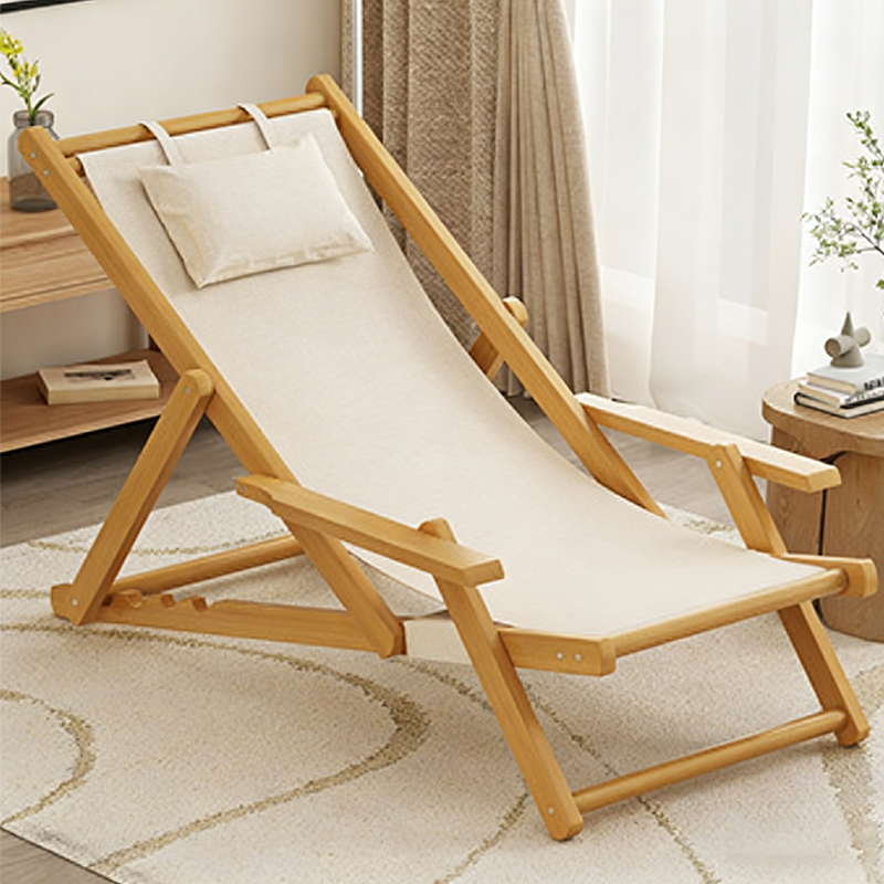Modern Minimalist Rectangular Bamboo Oxford Fabric Foldable Recliner Backrest Armrest For Living Room