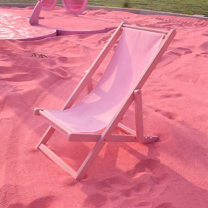 Chaise de plage pliante contemporaine créative en tissu Oxford rectangulaire en bois massif avec dossier inclinable pour l’extérieur 