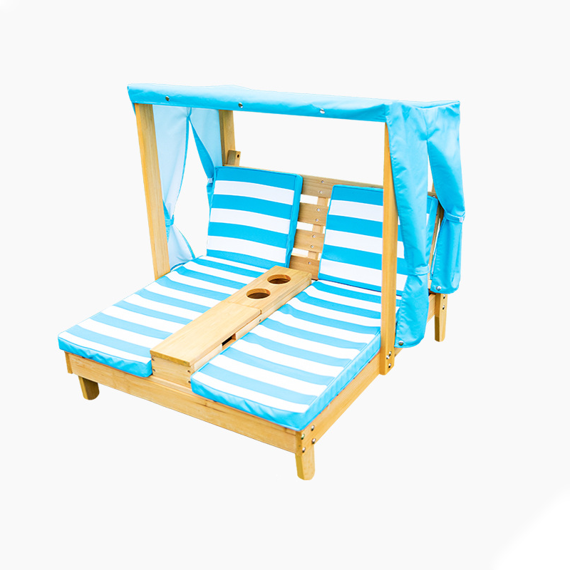 Contemporain créatif rectangulaire pour enfants, tissu en polyester, bois massif, dossier inclinable pour extérieur 