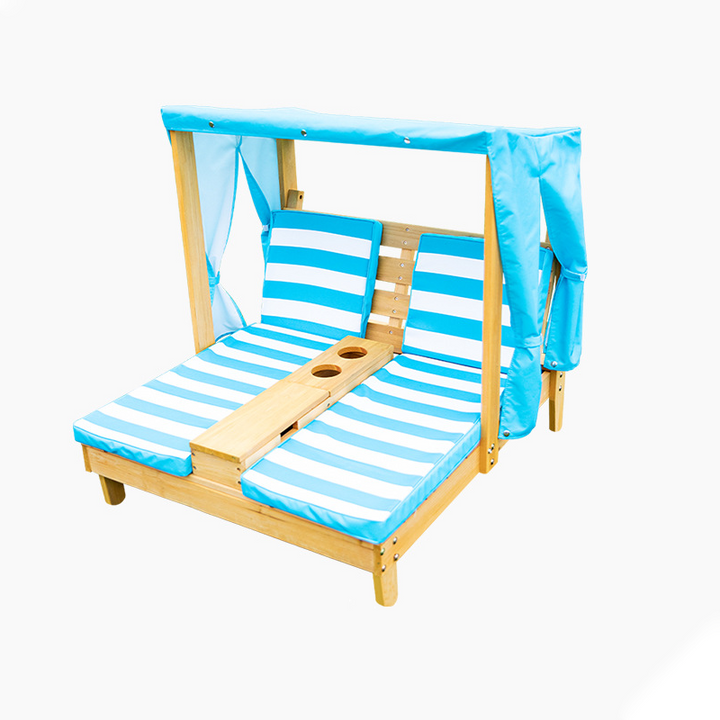 Contemporain créatif rectangulaire pour enfants, tissu en polyester, bois massif, dossier inclinable pour extérieur 