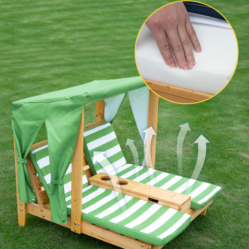 Contemporain créatif rectangulaire pour enfants, tissu en polyester, bois massif, dossier inclinable pour extérieur 