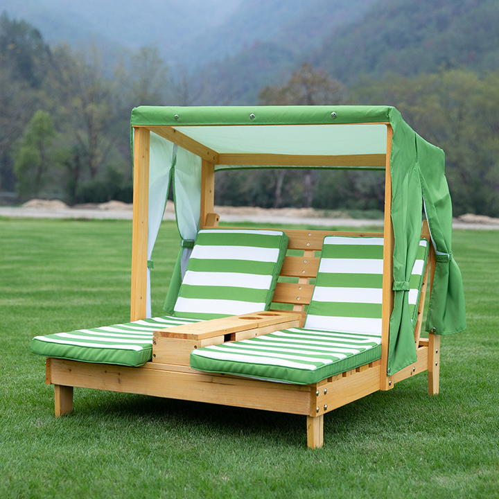 Contemporain créatif rectangulaire pour enfants, tissu en polyester, bois massif, dossier inclinable pour extérieur 