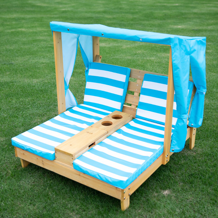 Contemporain créatif rectangulaire pour enfants, tissu en polyester, bois massif, dossier inclinable pour extérieur 