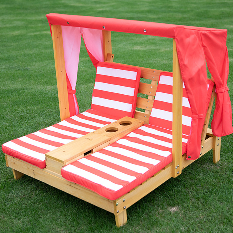 Contemporain créatif rectangulaire pour enfants, tissu en polyester, bois massif, dossier inclinable pour extérieur 