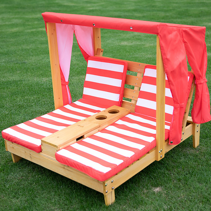 Contemporain créatif rectangulaire pour enfants, tissu en polyester, bois massif, dossier inclinable pour extérieur 