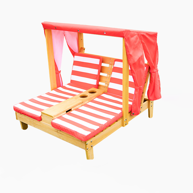 Contemporain créatif rectangulaire pour enfants, tissu en polyester, bois massif, dossier inclinable pour extérieur 