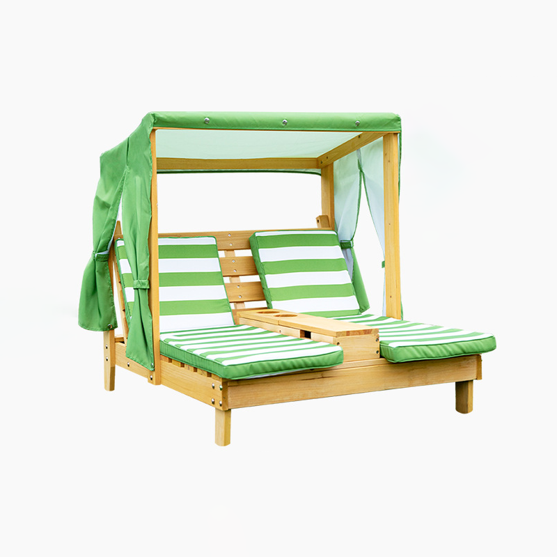 Contemporain créatif rectangulaire pour enfants, tissu en polyester, bois massif, dossier inclinable pour extérieur 