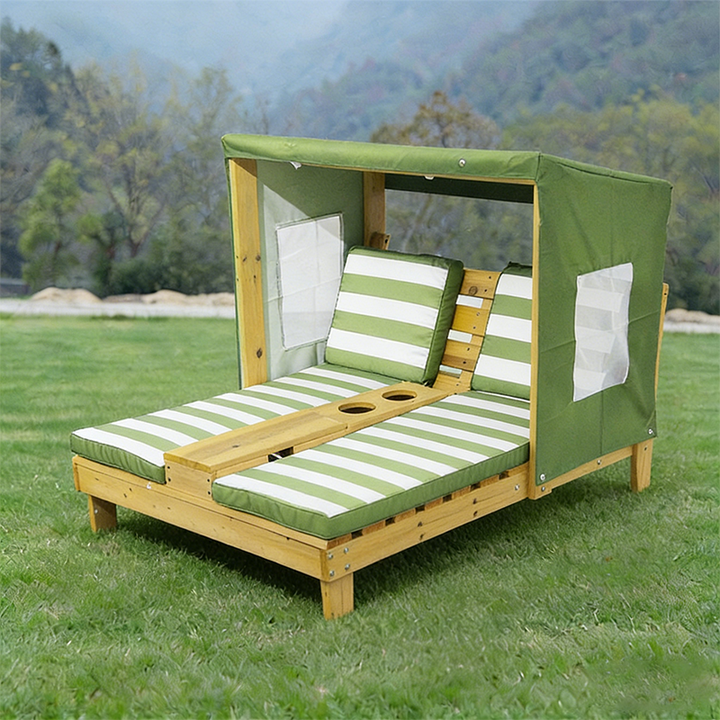 Contemporain créatif rectangulaire pour enfants, tissu en polyester, bois massif, dossier inclinable pour extérieur 