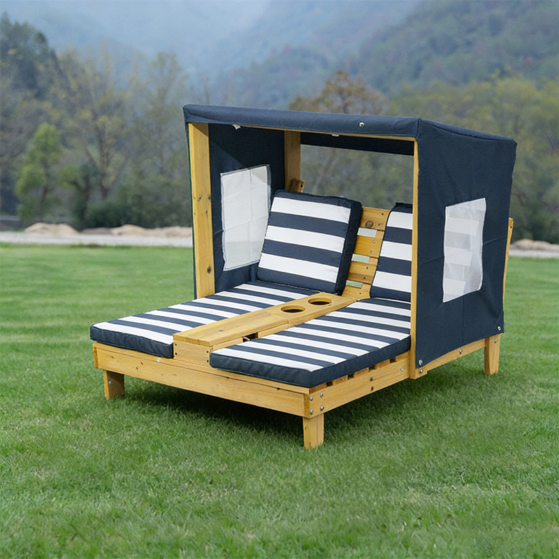 Contemporain créatif rectangulaire pour enfants, tissu en polyester, bois massif, dossier inclinable pour extérieur 