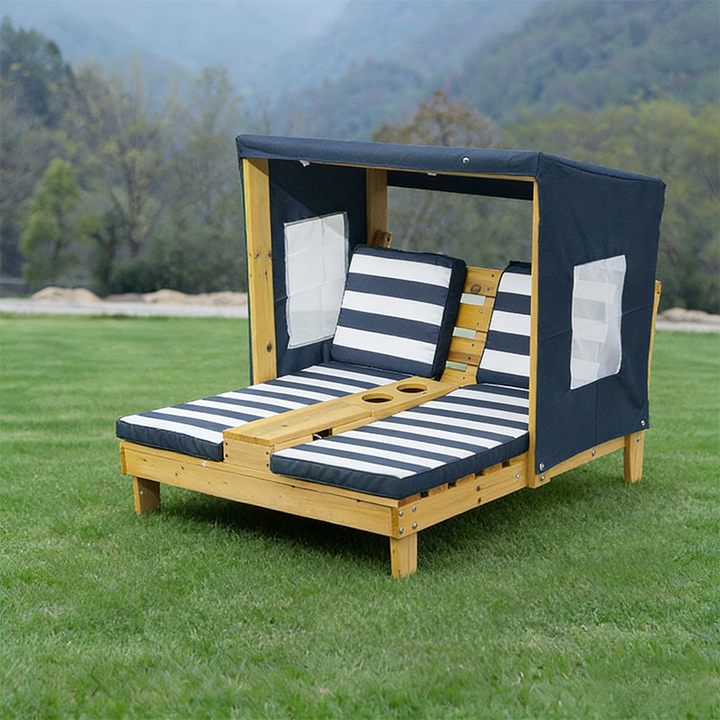 Contemporain créatif rectangulaire pour enfants, tissu en polyester, bois massif, dossier inclinable pour extérieur 