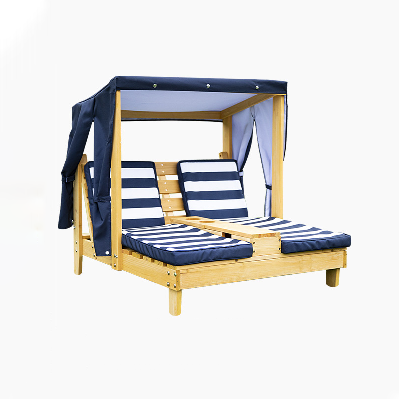 Contemporain créatif rectangulaire pour enfants, tissu en polyester, bois massif, dossier inclinable pour extérieur 