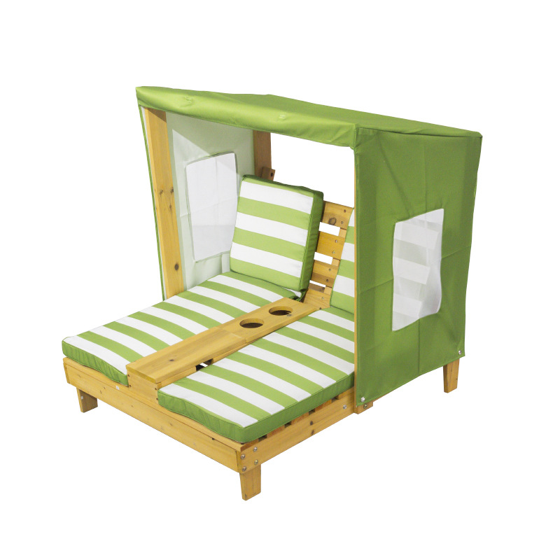 Contemporain créatif rectangulaire pour enfants, tissu en polyester, bois massif, dossier inclinable pour extérieur 