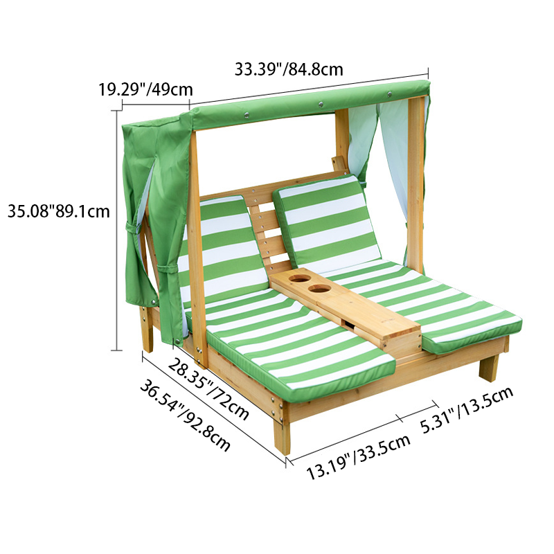 Contemporain créatif rectangulaire pour enfants, tissu en polyester, bois massif, dossier inclinable pour extérieur 