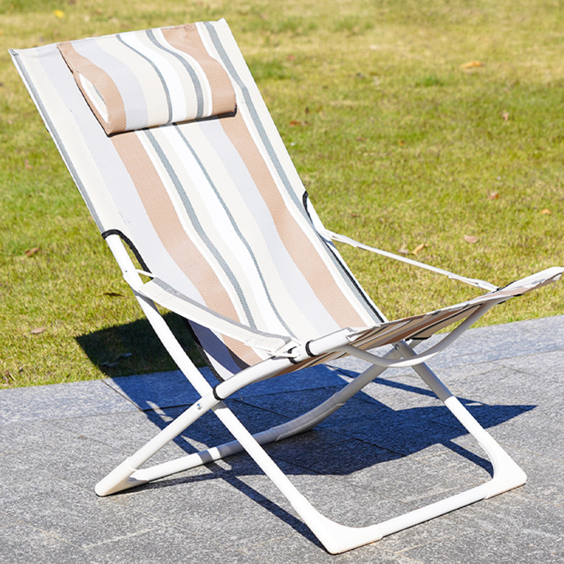 Modern Minimalist Rectangular Steel Oxford Fabric Folding Recliner Backrest For Outdoor