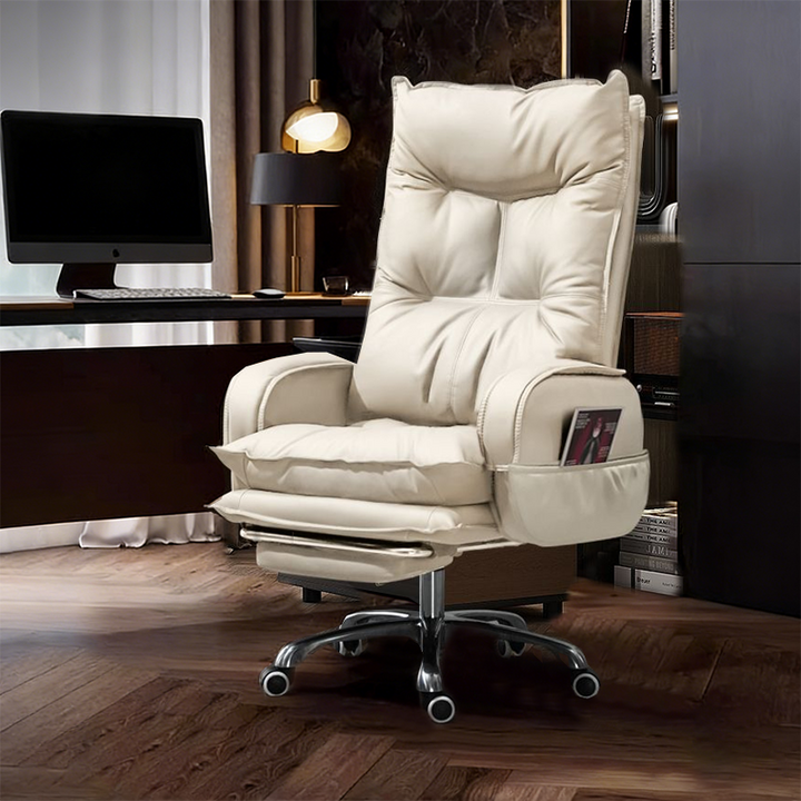 Modern Minimalist Rectangular PU Leather Steel Aluminum Alloy Swivel Mobile Desk Chair Backrest Armrest For Home Office