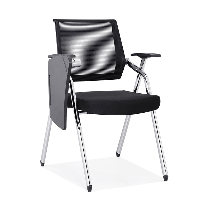 Silla de escritorio de malla de espuma moderna y transpirable de alta resiliencia: silla de oficina plegable con reposabrazos ajustable rectangular y tabla de escritura para oficina en casa 