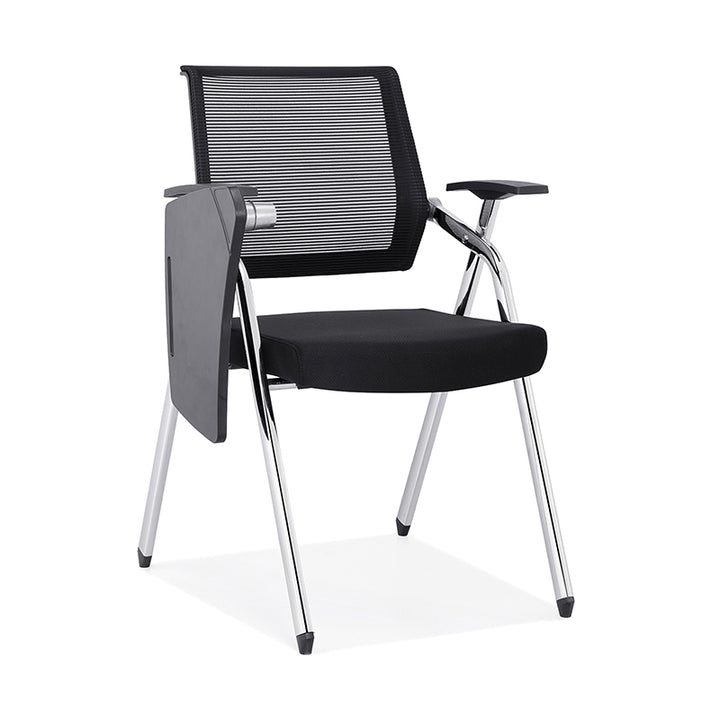 Silla de escritorio de malla de espuma moderna y transpirable de alta resiliencia: silla de oficina plegable con reposabrazos ajustable rectangular y tabla de escritura para oficina en casa 