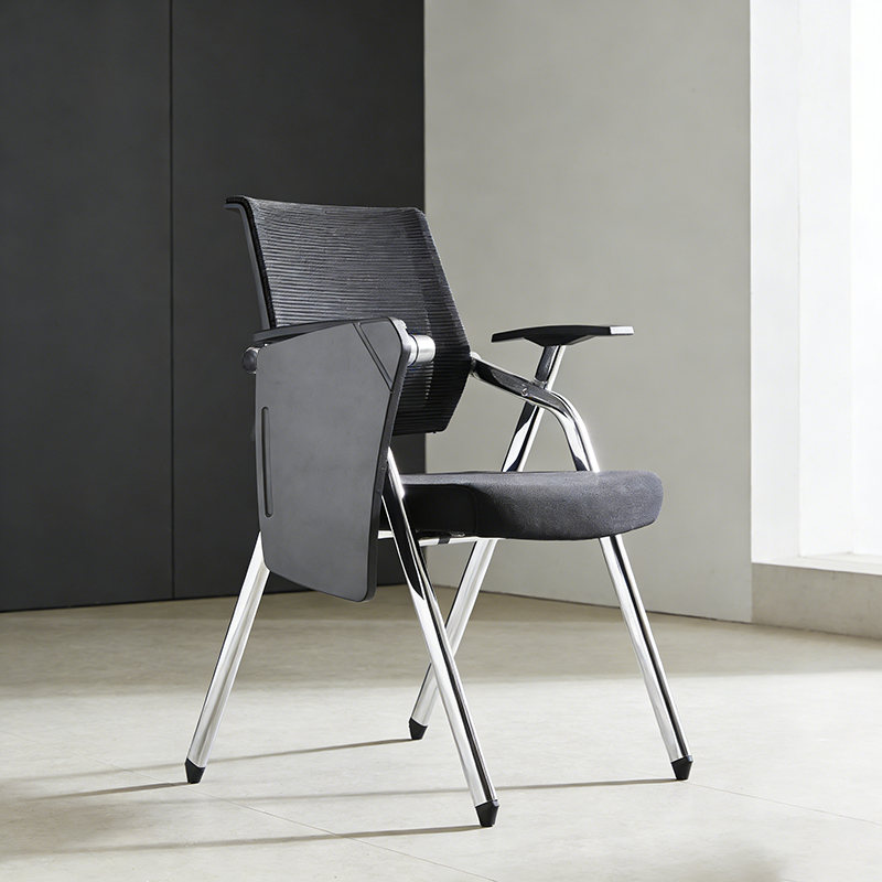 Silla de escritorio de malla de espuma moderna y transpirable de alta resiliencia: silla de oficina plegable con reposabrazos ajustable rectangular y tabla de escritura para oficina en casa 