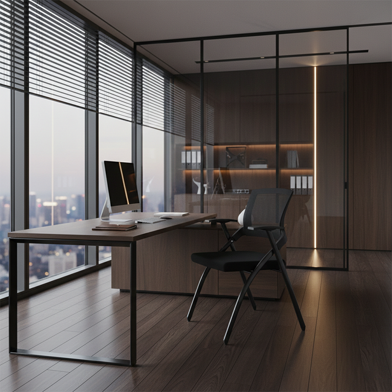 Modern High-Resilience Foam Mesh Desk Chair - Rectangular Cross-Leg Design Foldable Office Chair For Home Office