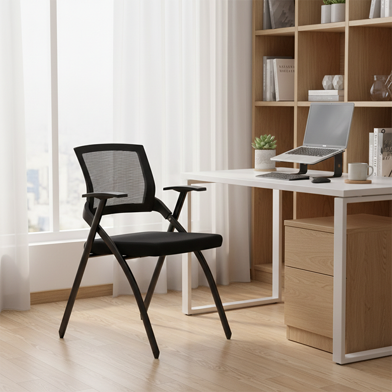 Modern High-Resilience Foam Mesh Desk Chair - Rectangular Cross-Leg Design Foldable Office Chair For Home Office