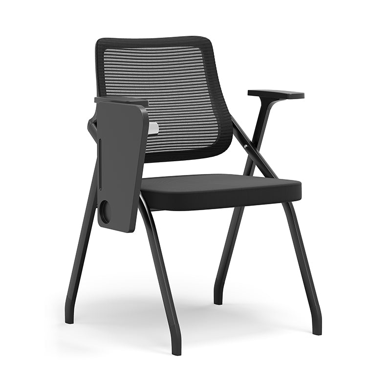 Modern Breathable High-Resilience Foam Mesh Desk Chair - Rectangular Extendable Armrest Rotating Writing Tablet Arm Foldable Office Chair For Home Office