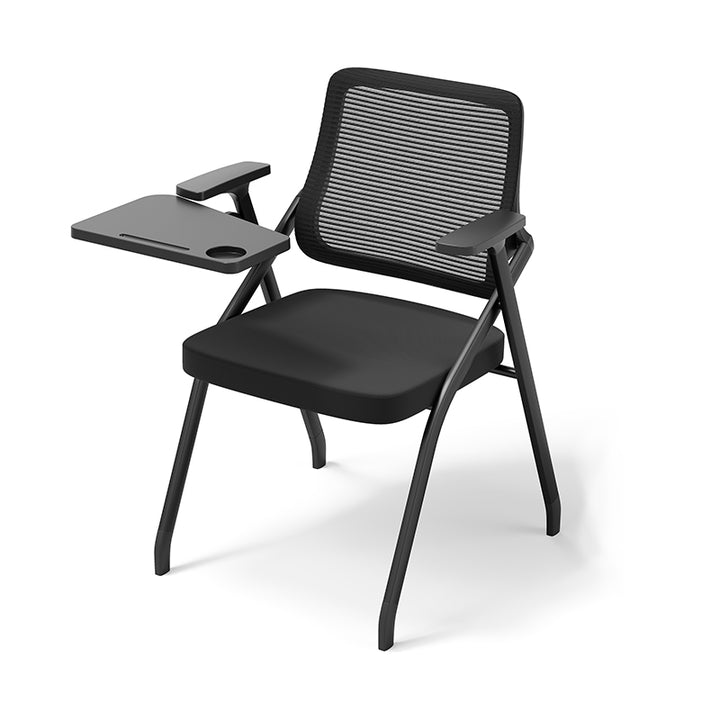 Modern Breathable High-Resilience Foam Mesh Desk Chair - Rectangular Extendable Armrest Rotating Writing Tablet Arm Foldable Office Chair For Home Office