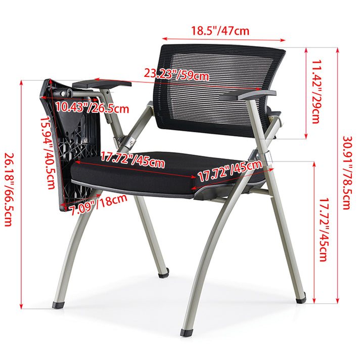 Modern Ergonomic Mesh Office Chair - Rectangular Folding Desk Chair With Optional Writing Tablet For Home Office