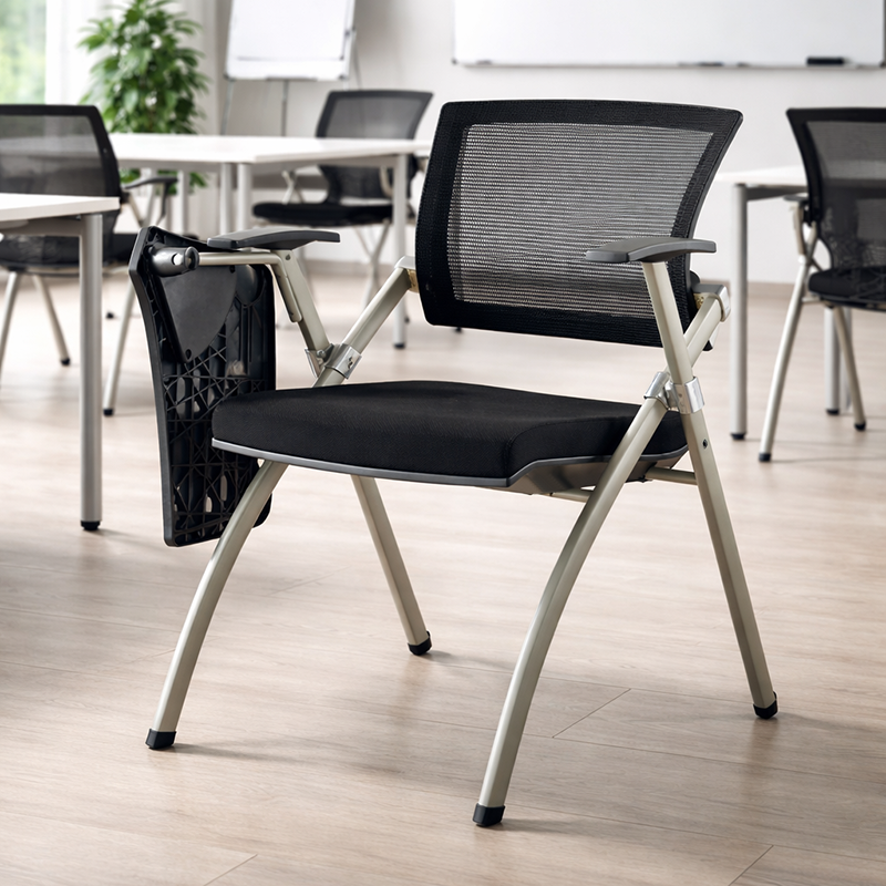 Modern Ergonomic Mesh Office Chair - Rectangular Folding Desk Chair With Optional Writing Tablet For Home Office