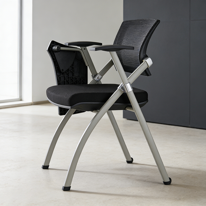 Modern Ergonomic Mesh Office Chair - Rectangular Folding Desk Chair With Optional Writing Tablet For Home Office