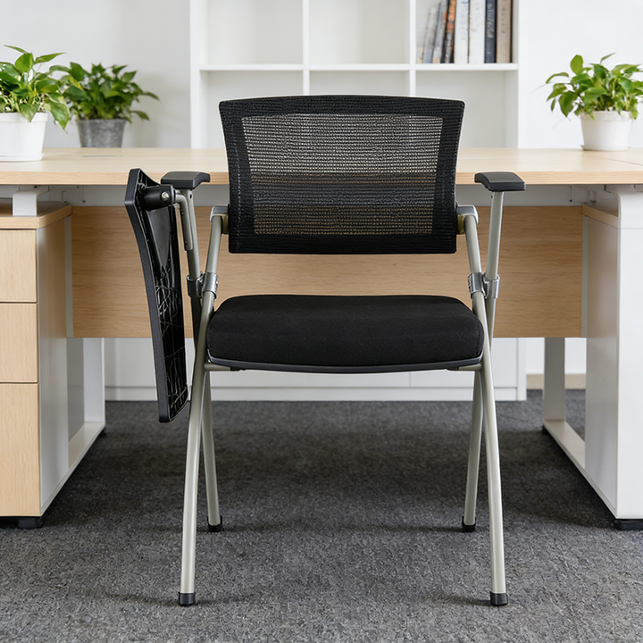 Modern Ergonomic Mesh Office Chair - Rectangular Folding Desk Chair With Optional Writing Tablet For Home Office