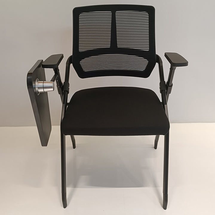 Moderner ergonomischer klappbarer Schulungsstuhl mit 180°-Tablettarmlehne – rechteckiger stapelbarer Schreibtischstuhl mit hochklappbarem Sitz und atmungsaktiver Netzrückenlehne für das Homeoffice 