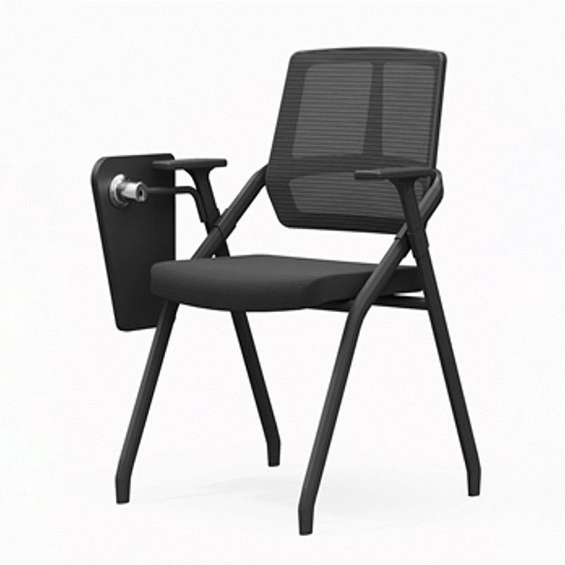 Moderner ergonomischer klappbarer Schulungsstuhl mit 180°-Tablettarmlehne – rechteckiger stapelbarer Schreibtischstuhl mit hochklappbarem Sitz und atmungsaktiver Netzrückenlehne für das Homeoffice 