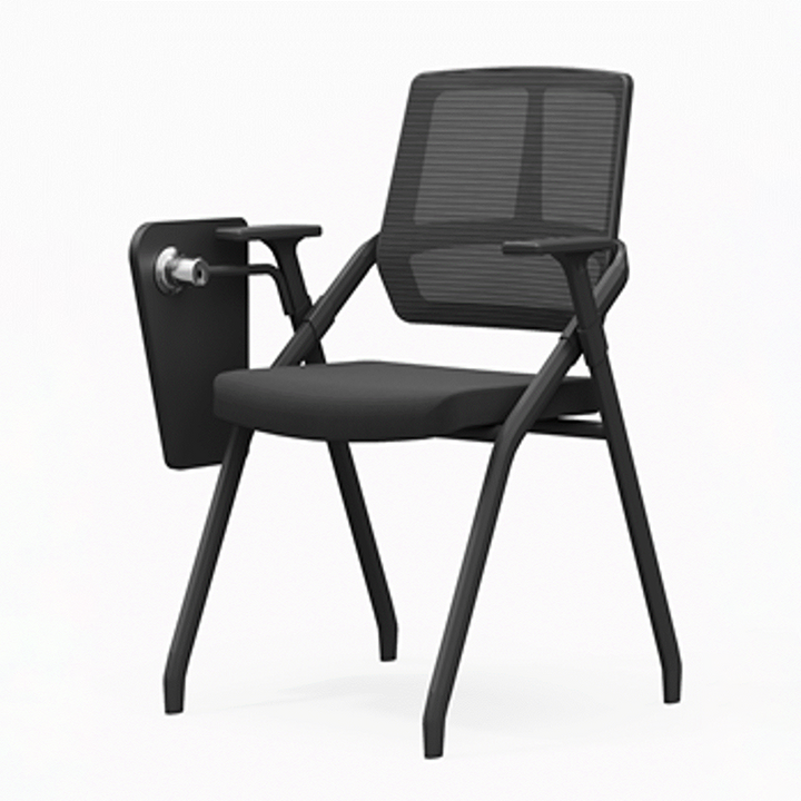 Moderner ergonomischer klappbarer Schulungsstuhl mit 180°-Tablettarmlehne – rechteckiger stapelbarer Schreibtischstuhl mit hochklappbarem Sitz und atmungsaktiver Netzrückenlehne für das Homeoffice 