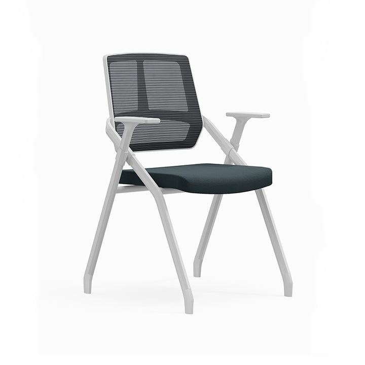Silla de oficina plegable ergonómica moderna - Silla de escritorio rectangular apilable con asiento abatible y reposabrazos 2D para oficina en casa 