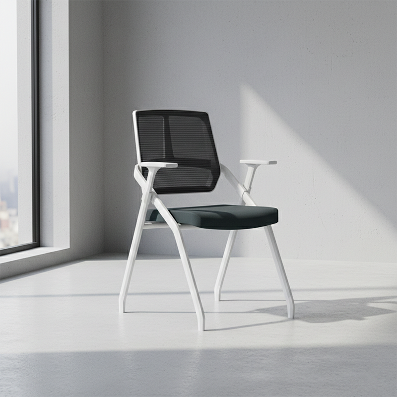 Silla de oficina plegable ergonómica moderna - Silla de escritorio rectangular apilable con asiento abatible y reposabrazos 2D para oficina en casa 