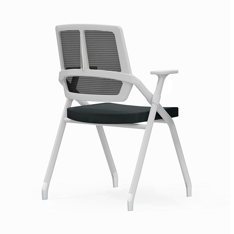 Silla de oficina plegable ergonómica moderna - Silla de escritorio rectangular apilable con asiento abatible y reposabrazos 2D para oficina en casa 
