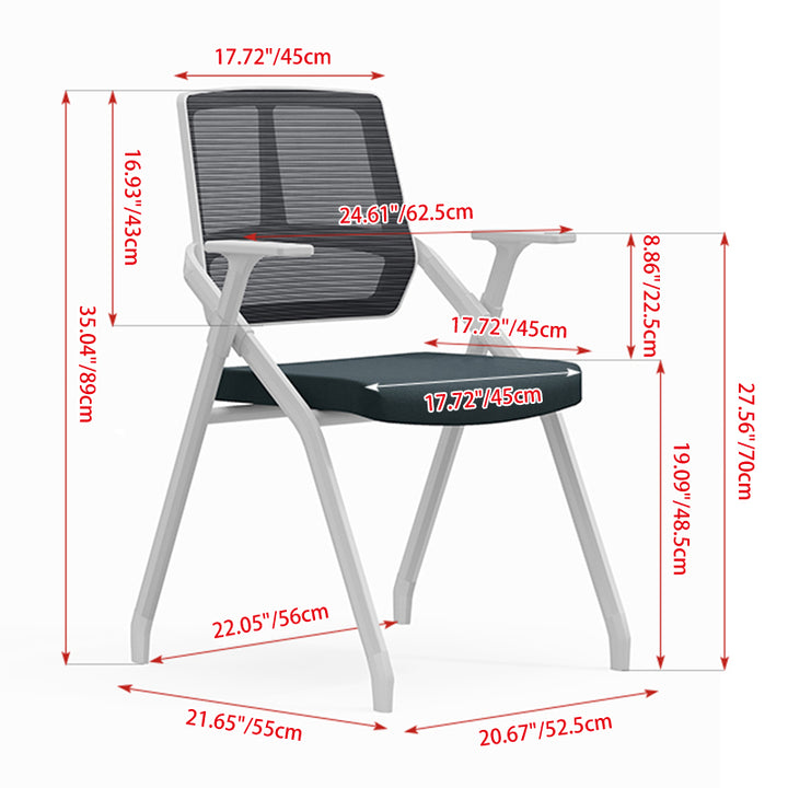 Modern Ergonomic Folding Office Chair - Rectangular Nesting Desk Chair With Flip-up Seat & 2D Armrests For Home Office
