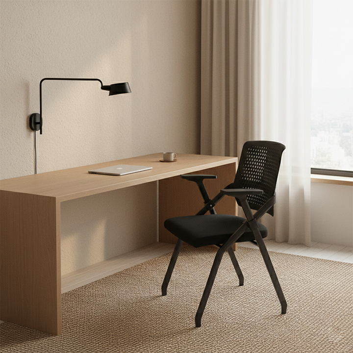 Modern Professional Ergonomic Training Chair - Rectangle Foldable Desk Chair With High-Density Cushion For Home Office