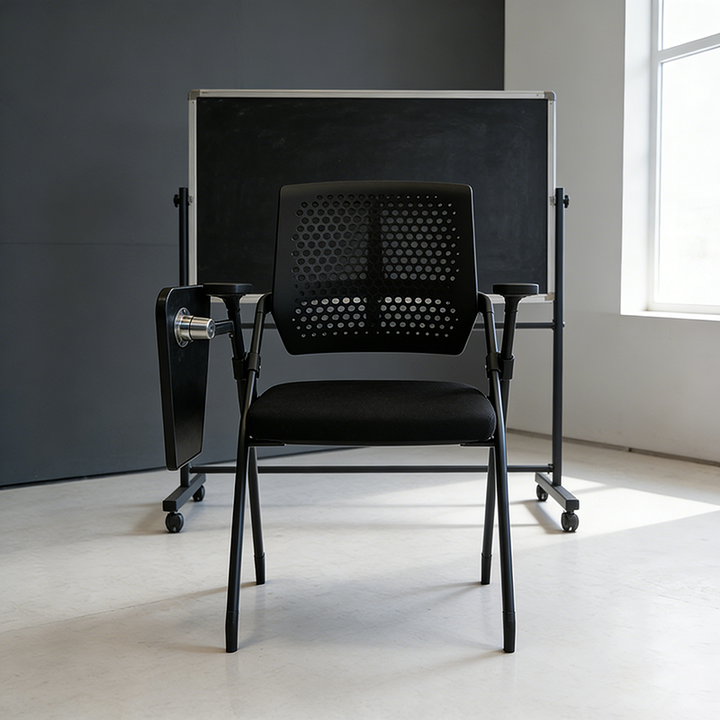 Modern Folding Ergonomic Office Chair - Rectangular Training Chair With 180° Writing Tablet For Home Office