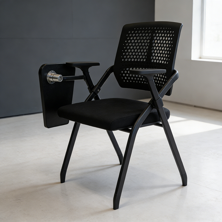 Modern Folding Ergonomic Office Chair - Rectangular Training Chair With 180° Writing Tablet For Home Office