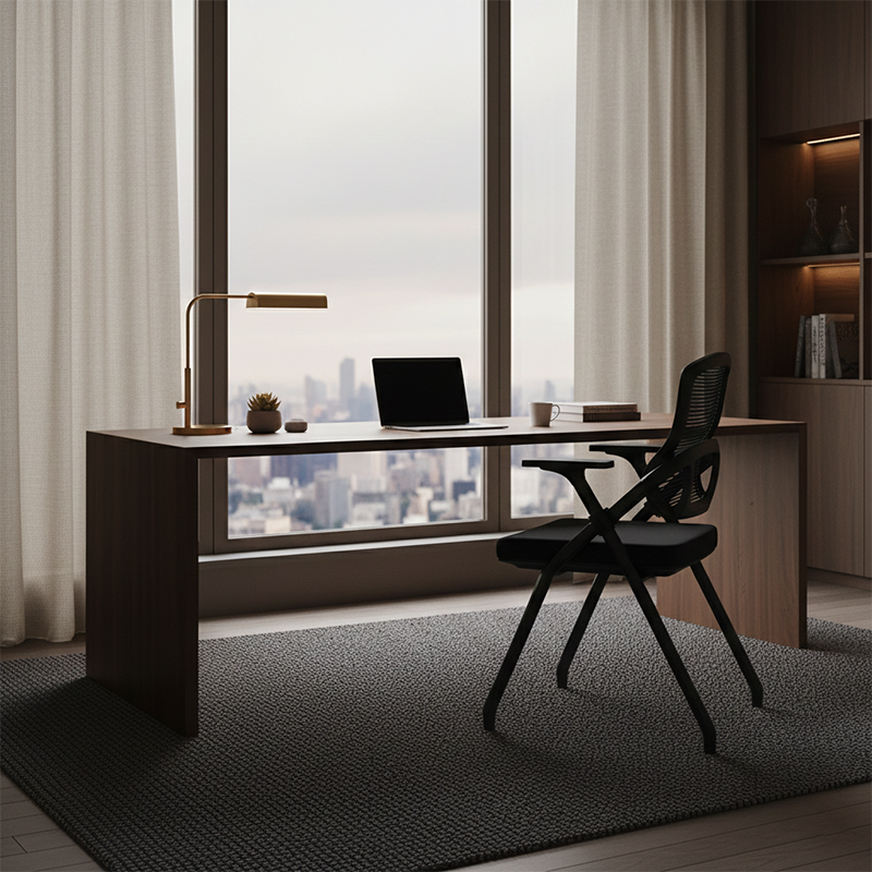 Modern Ergonomic Foldable Mesh Training Chair - Rectangular Stackable Conference Chair Space Saving Commercial Seating For Home Office