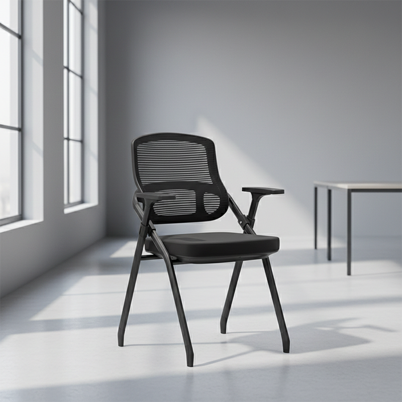 Modern Ergonomic Foldable Mesh Training Chair - Rectangular Stackable Conference Chair Space Saving Commercial Seating For Home Office