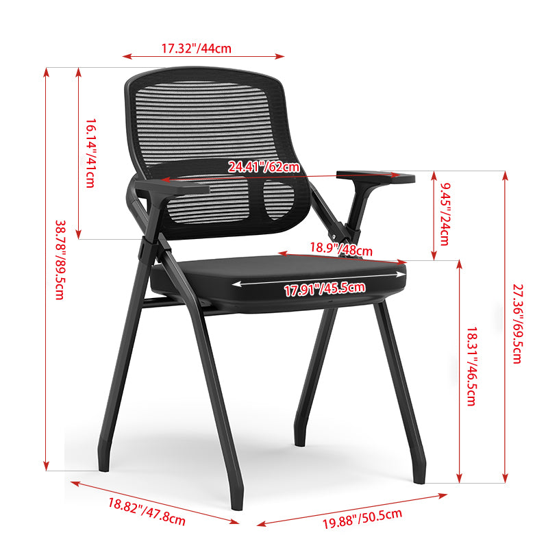 Modern Ergonomic Foldable Mesh Training Chair - Rectangular Stackable Conference Chair Space Saving Commercial Seating For Home Office