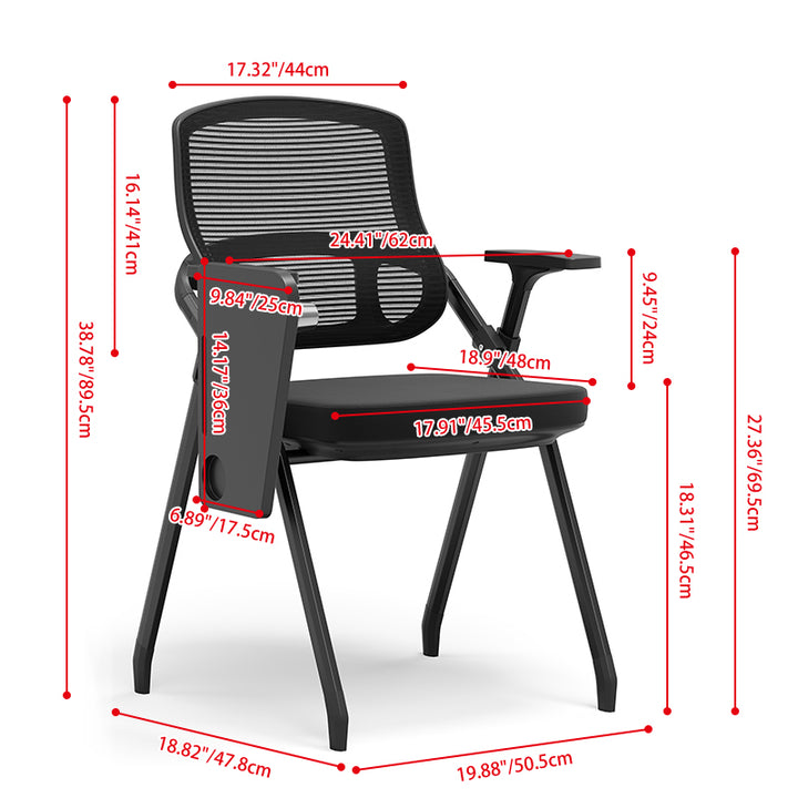 Modern Foldable Ergonomic Conference Room Seating Mesh Office Chair - Heavy Duty Training Chair With Stackable Writing Tablet For Home Office